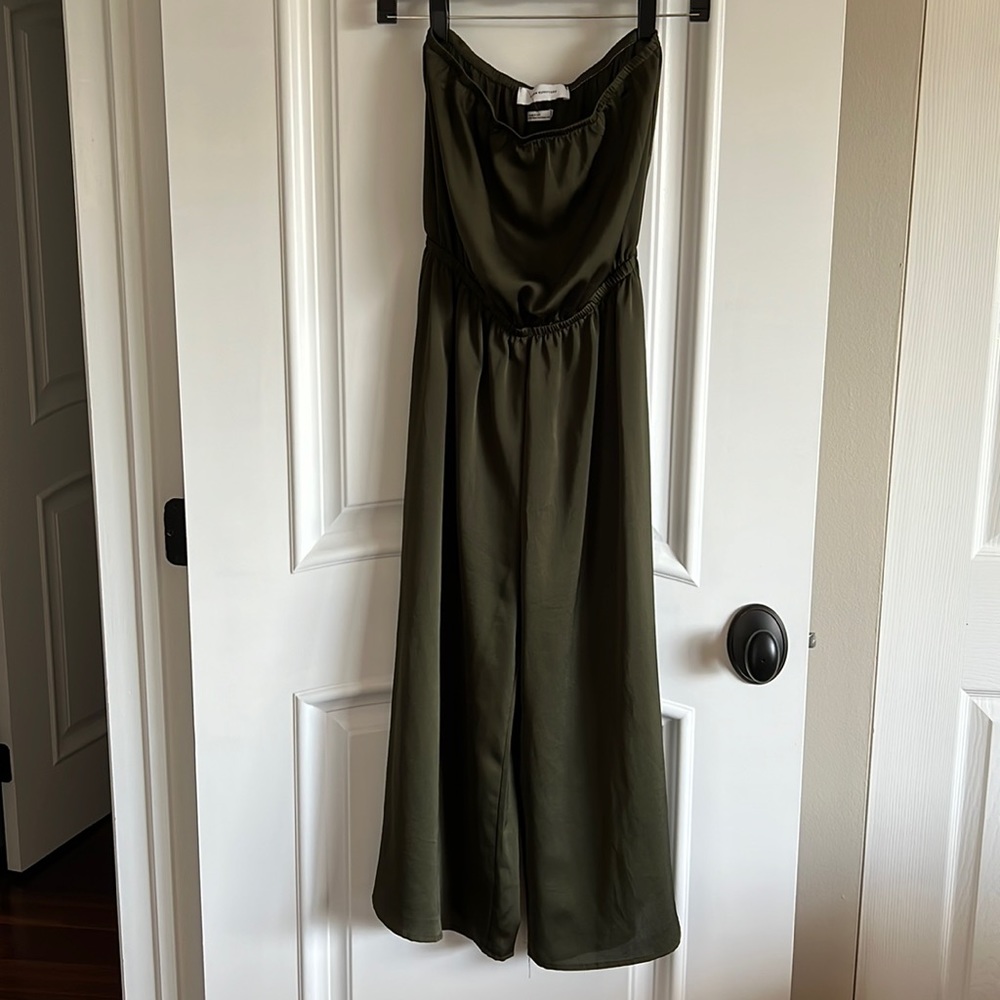 Urban Outfitters Olive Green Strapless Jumpsuit